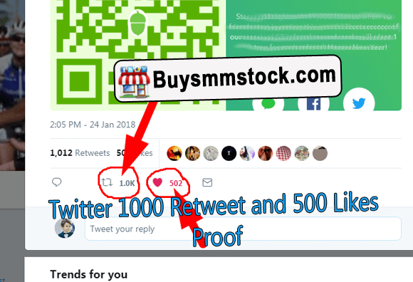 1000 Twitter retweet and 500 Twitter Likes Proof