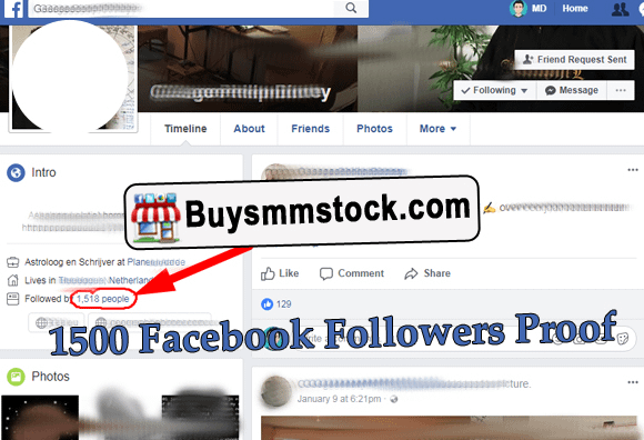 1500 Facebook Followers Proof